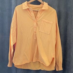 Aerie Orange Button-Up Oversized Shirt